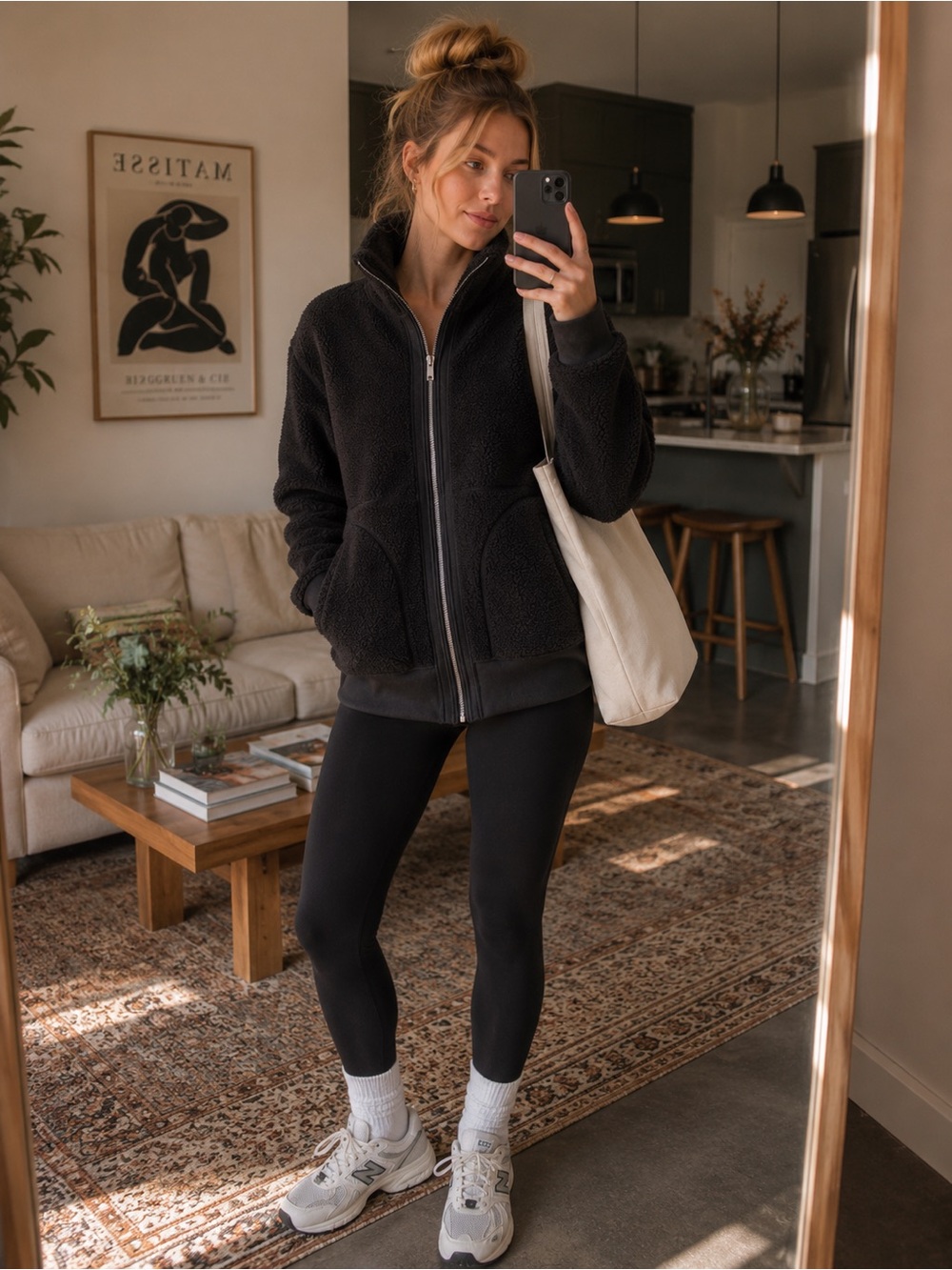 Aventura Sherpa Fleece Jacket – Size Small Faded Black Cozy Gorpcore Active